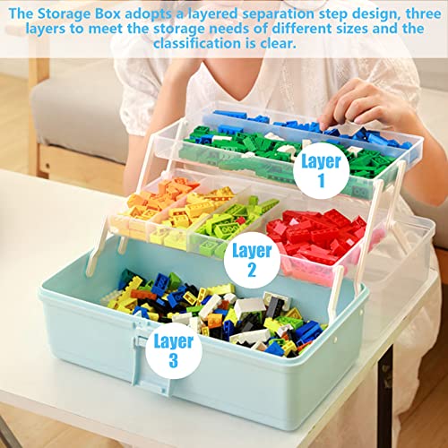 3-Layers Plastic Portable Storage Box with Tray, Craft Supply Box with Handle, Arts and Crafts Case, Sewing Supplies Organizer, Multifunctional Storage Box for Medicine, Perfect for Home Office