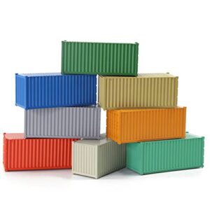 8pcs mixed different 20ft freight container ho scale model train accessories 1:87 20 foot container c8720