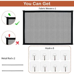 Dog Gates for The House, Malydyox Mesh Baby Gates for Stairs with Portable Safety Fence Easily Install Anywhere, Child Gate for Doorways with 2pcs Stainless Steel Pole and 8pcs Hooks , 43'' X 29''