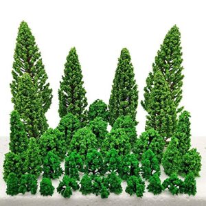 miniature trees and bushes model trees diorama trees woodland scenic train scenery railroad architecture fake trees for diy crafts landscape, 40 pcs by baryuefull
