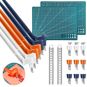 34 pcs craft cutting tools set, 360 degree rotating blade craft knife stainless steel gyro cutter with replacement heads cutting mat steel ruler for diy paper craft, scrapbooking, craft stencil