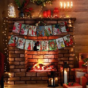2 pcs black santa decorations african american santa claus christmas banner vintage christmas bunting retro xmas art picture for fireplace mantel home office party