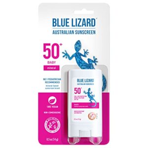 Blue Lizard BABY Mineral Sunscreen Stick with Zinc Oxide, SPF 50+, Water Resistant, UVA/UVB Protection - Easy to apply, Fragrance Free, .5 oz