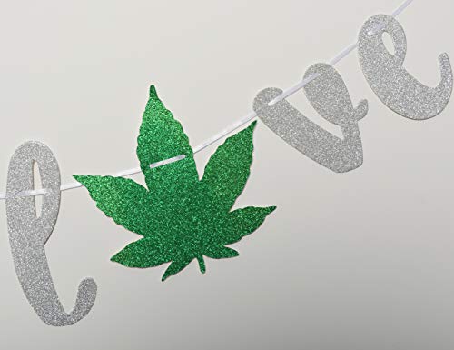 High on Love Silver Glitter Banner for Bachelorette Party Decorations Leaf (Silver)