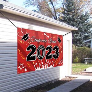 Bunny Chorus Graduation Decorations 2023 Party Backdrop Banner, Extra Large 71" x 40" Red Black 2023 Photo Booth Props Decorations, Congrats Grad Home for Outdoor Indoor Supplies