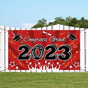 Bunny Chorus Graduation Decorations 2023 Party Backdrop Banner, Extra Large 71" x 40" Red Black 2023 Photo Booth Props Decorations, Congrats Grad Home for Outdoor Indoor Supplies