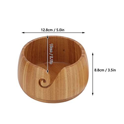 Yarn Bowl, Bamboo Crocheting Bowl Round Knitting Wool Storage Yarn Storage Handmade With Holes, With Removable Lid, Yarn Storage Bowl for DIY Knitting Crocheting Accessories, Large Capacity