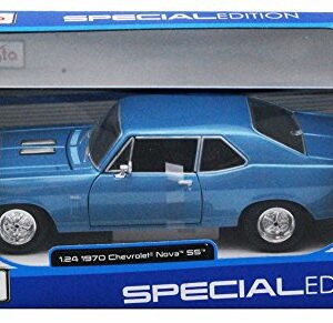 Maisto 1970 Chevrolet Nova SS Coupe Hard Top, Blue 31262 - 1/24 Scale Diecast Model Toy Car