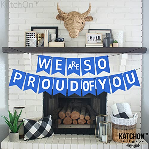 We Are So Proud of You Banner - Felt, NO DIY, Large 10 Feet | Blue and White Graduation Decorations 2023 | Graduation Banner for Class of 2023 Decorations | Nurse Graduation Party Decorations 2023