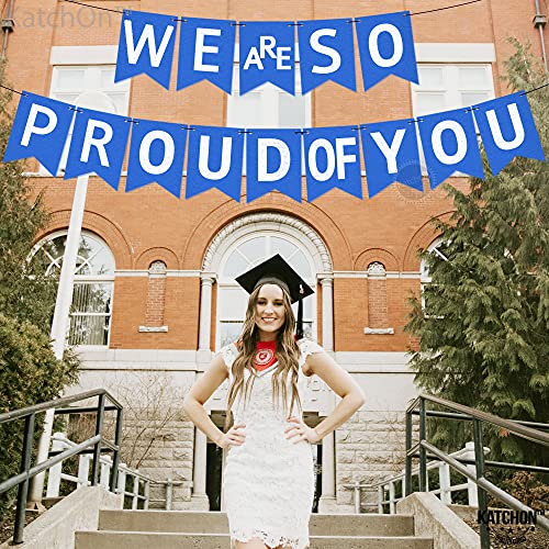 We Are So Proud of You Banner - Felt, NO DIY, Large 10 Feet | Blue and White Graduation Decorations 2023 | Graduation Banner for Class of 2023 Decorations | Nurse Graduation Party Decorations 2023