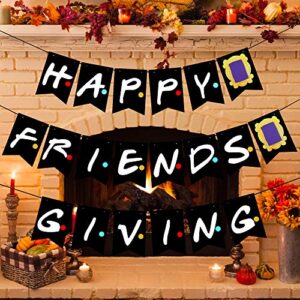 Friendsgiving Party Decorations- Happy Friendsgiving Banner Black- Friendsgiving Decorations, Thanksgiving Garland, Friendsgiving Supplies for Party Home Office Mantel