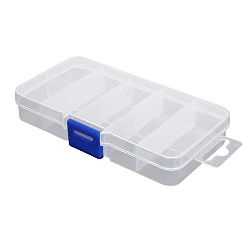 Jutagoss Plastic String Organizer Box With Dividers, 5.12x2.76x0.87 inch, 10 Mpartment Craft Storage Containers, 1PCS Bead Tackle Bolt Screw Small Parts Rock Collection Box.