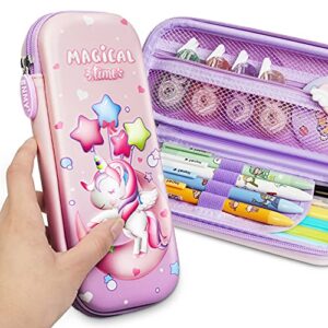 unicorn pencil case for kids girls,3d eva cute pencil pouch,medium capacity portable multifunction pen bag for girls kids teen (moon unicorn)