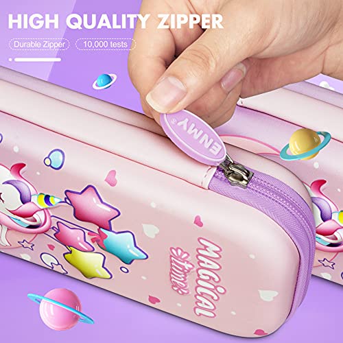 Unicorn Pencil Case for Kids Girls,3D EVA Cute Pencil Pouch,Medium Capacity Portable Multifunction Pen Bag for Girls Kids Teen (Moon Unicorn)