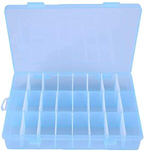 24 grids plastic storage box, transparent storage container jewelry box with adjustable partition, multi-compartment storage box for diy crafts, jewelry and fishing gear(blue)