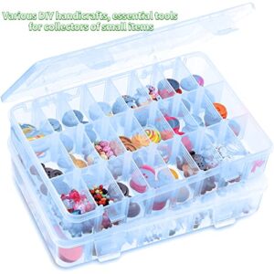 24 Grids Plastic Storage Box, Transparent Storage Container Jewelry Box with Adjustable Partition, Multi-compartment Storage Box for DIY Crafts, Jewelry and Fishing Gear(Blue)