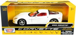 motormax toy 2005 chevy corvette c6 white with red interior history of corvette series 1/24 diecast model car by motormax 73270 73270w-rd 0