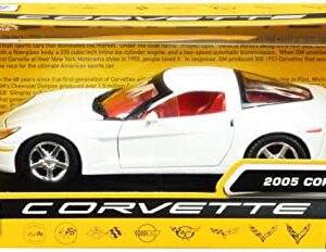 Motormax Toy 2005 Chevy Corvette C6 White with Red Interior History of Corvette Series 1/24 Diecast Model Car by Motormax 73270 73270w-rd 0