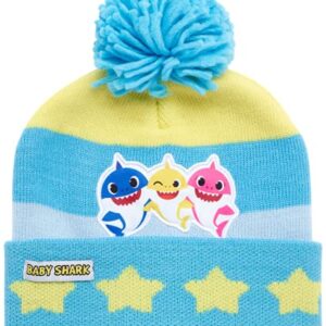 Nickelodeon Boys' Baby Shark Winter Hat and 2 Pairs of Mitten Set (Toddler), Size Age 2-4, Baby Shark Blue/Yellow Glove