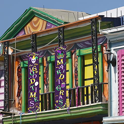 Mardi Gras Door Banner - LIYDE Mardi Gras Decorations Hanging Mardi Gras Porch Signs Outdoor Indoor Banner