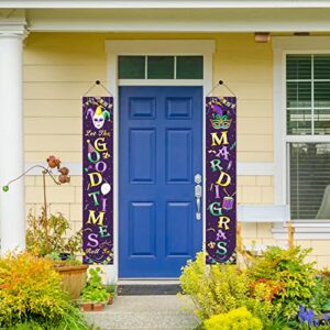 Mardi Gras Door Banner - LIYDE Mardi Gras Decorations Hanging Mardi Gras Porch Signs Outdoor Indoor Banner