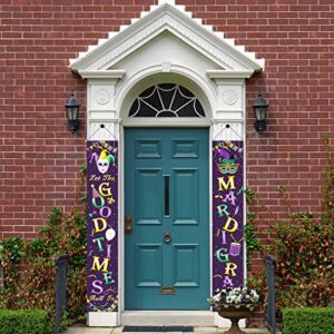 Mardi Gras Door Banner - LIYDE Mardi Gras Decorations Hanging Mardi Gras Porch Signs Outdoor Indoor Banner