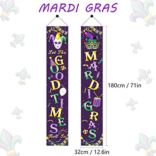 Mardi Gras Door Banner - LIYDE Mardi Gras Decorations Hanging Mardi Gras Porch Signs Outdoor Indoor Banner