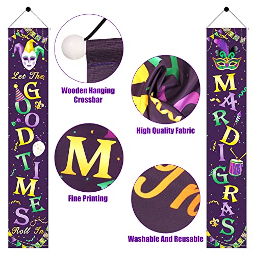 Mardi Gras Door Banner - LIYDE Mardi Gras Decorations Hanging Mardi Gras Porch Signs Outdoor Indoor Banner