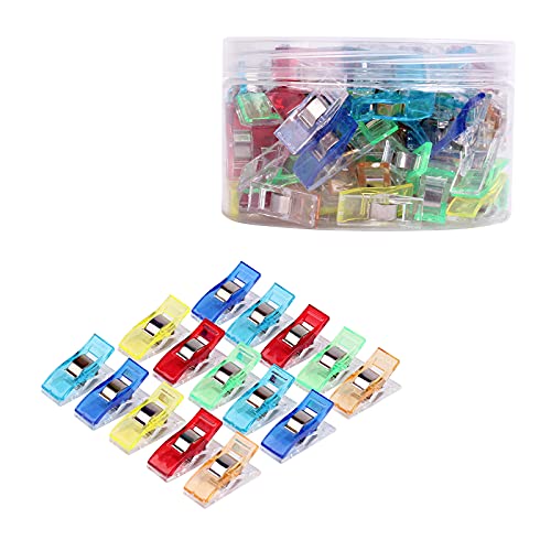 GUADENLIA Multi-Purpose Sewing Clip Pack 100, Packaged with Storage Plastic cylinders, in Mixed Colors, Mixed color, 0.98 x 0.31 x 0.51 inches (YC-202103)