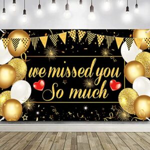 we missed you so much backdrop banner welcome home decorations, extra large we missed you so much photography background banner, welcome back home family party supplies, patriotic military homecoming army deployment returning party decorations