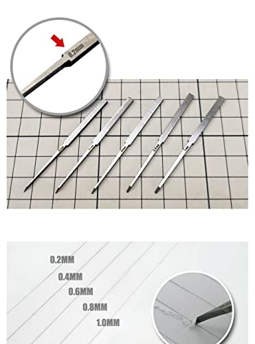 ANSAI Model Scriber Laser Mark Blades 0.2/0.4/0.6/0.8/1.0 mm with Rubber Cap + Carving Masking Tape 3mmx30m,Scribing line, For Engraved,Panel line,Resin GK, Gundam Model
