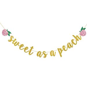 innoru sweet as a peach banner, peach baby shower birthday party decorations, fruit party, mommy to be sign banner, gender reveal, engagement, new baby party decoration gold glitter