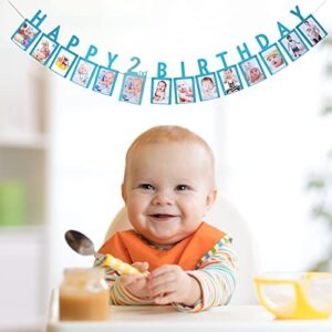 labakita happy 2nd birthday photo banner – baby 2nd birthday photo frame photo banner – baby boy or girl’s 2nd birthday party decorations supplies – two years old birthday sign (blue)