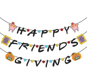 happy friendsgiving banner for thanksgiving friends party decorations photo props (friendsgiving)