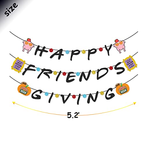 Happy Friendsgiving Banner for Thanksgiving Friends Party Decorations Photo Props (Friendsgiving)