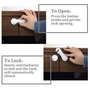 Cabinet Door Locks for Baby Proof and Child Safety, 4 Pack Cabinet Locks with Adhesive for Drawer Cupboards Fridge Oven Closet and Pantry, Childproof Door Latch for Protecting Kids Toddler and Infant