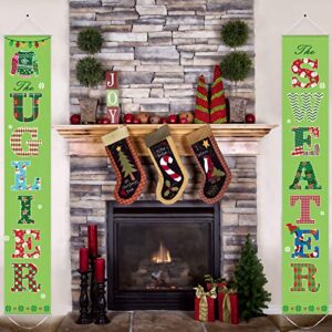 2 Pieces Ugly Sweater Sign Banner Decoration Set for Christmas Wild and Ugly Sweater Party Supplies Holiday Christmas Party Decorations Porch Sign