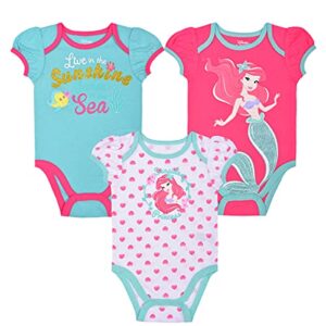 disney baby-girls the little mermaid ariel bodysuit, pink, 0-3 months (pack of 3)
