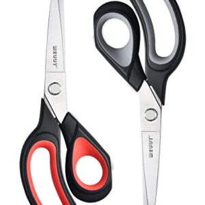 MEUUT 9.5 inch Multipurpose Scissors Fabric Scissors -2 Pack Heavy Duty Sewing Shears Tailor Scissors for Fabric Leather Ribbon Cardboard Cutting Scissors