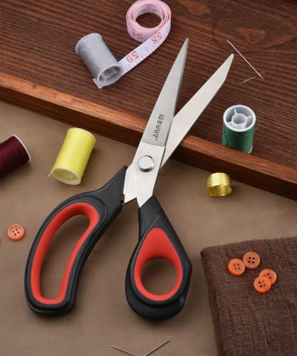 MEUUT 9.5 inch Multipurpose Scissors Fabric Scissors -2 Pack Heavy Duty Sewing Shears Tailor Scissors for Fabric Leather Ribbon Cardboard Cutting Scissors