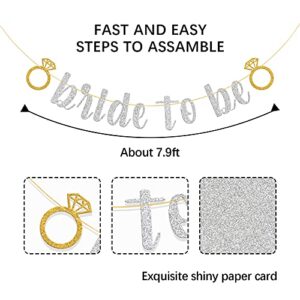 Silver Glitter Bride To Be Banner/Adventure Begins/Engaged/Wedding/Bridal Shower Party Decorations