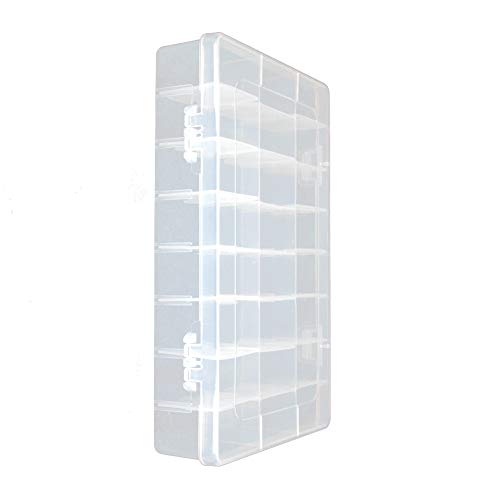 Yinpecly 24 Grids Double Buckle PP Component Storage Box Container Clear White with Removable Dividers Electronic Component Containers Tool Boxes 1pcs