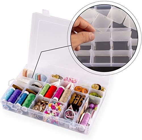 Yinpecly 24 Grids Double Buckle PP Component Storage Box Container Clear White with Removable Dividers Electronic Component Containers Tool Boxes 1pcs