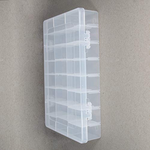 Yinpecly 24 Grids Double Buckle PP Component Storage Box Container Clear White with Removable Dividers Electronic Component Containers Tool Boxes 1pcs