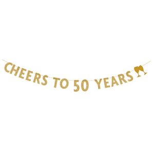 magjuche gold glitter cheers to 50 years banner,50th birthday party decorations