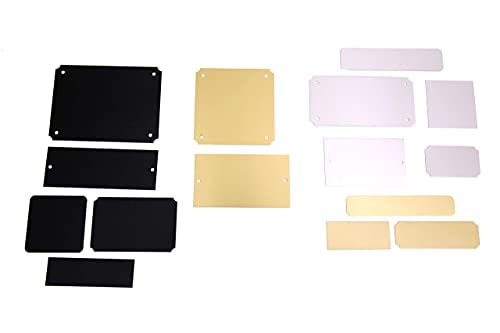 Engraving Plates Blank Anodized Aluminum Assortment 15 Piece 3-Colors Gold, Silver, & Black