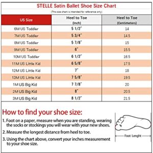 Stelle Girls Ballet Dance Shoes Satin Slippers Gymnastics Flats Split Sole with Ribbon (PK New, 13ML) Pink