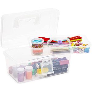 craft storage box with lid and removable tray (10 x 6 x 5.75 in)