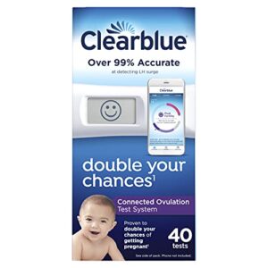 Clearblue Connected Ovulation Test System featuring Bluetooth connectivity and Advanced Ovulation Tests with digital results, 40 ovulation tests