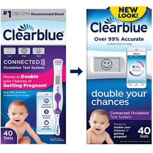 Clearblue Connected Ovulation Test System featuring Bluetooth connectivity and Advanced Ovulation Tests with digital results, 40 ovulation tests